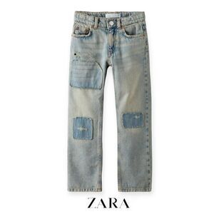 ZARA Kids | Mid Blue | DENIM PATCHWORK PANTS